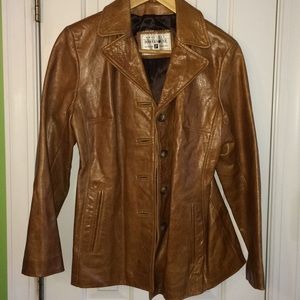 Powerhouse vintage leather blazer jacket brown XL
